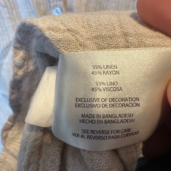 Orvis Beige Striped Button-Down Shirt 215 - Picture 4 of 5